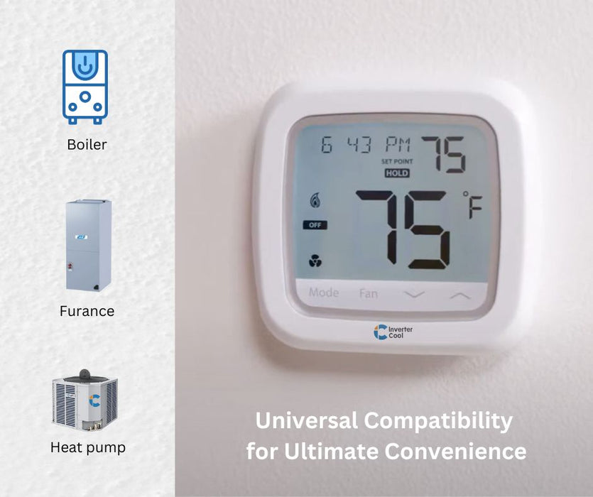 A multi-system compatible thermostat for heat pump, boiler, furnace  